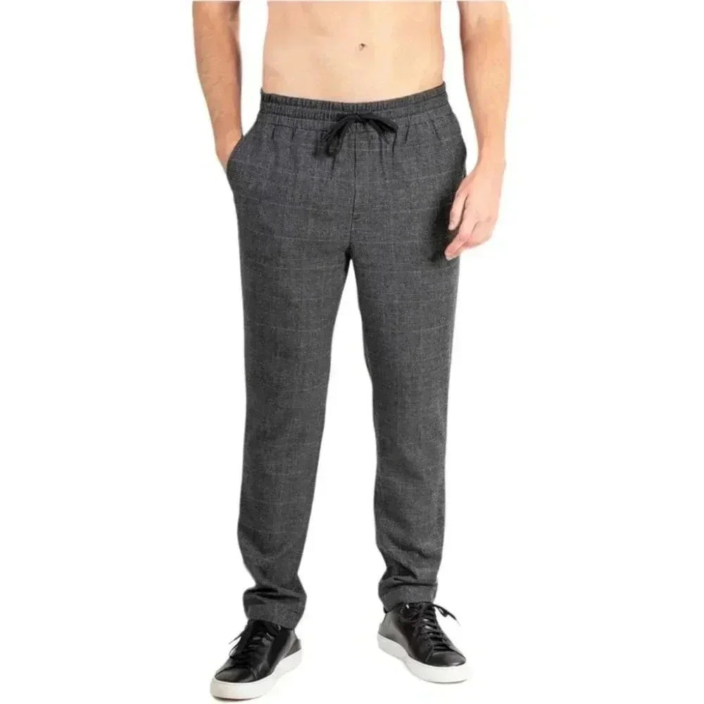 Natori Dogen Charcoal Herringbone Plaid Mens Sweatpants Size Medium - Picture 13 of 13